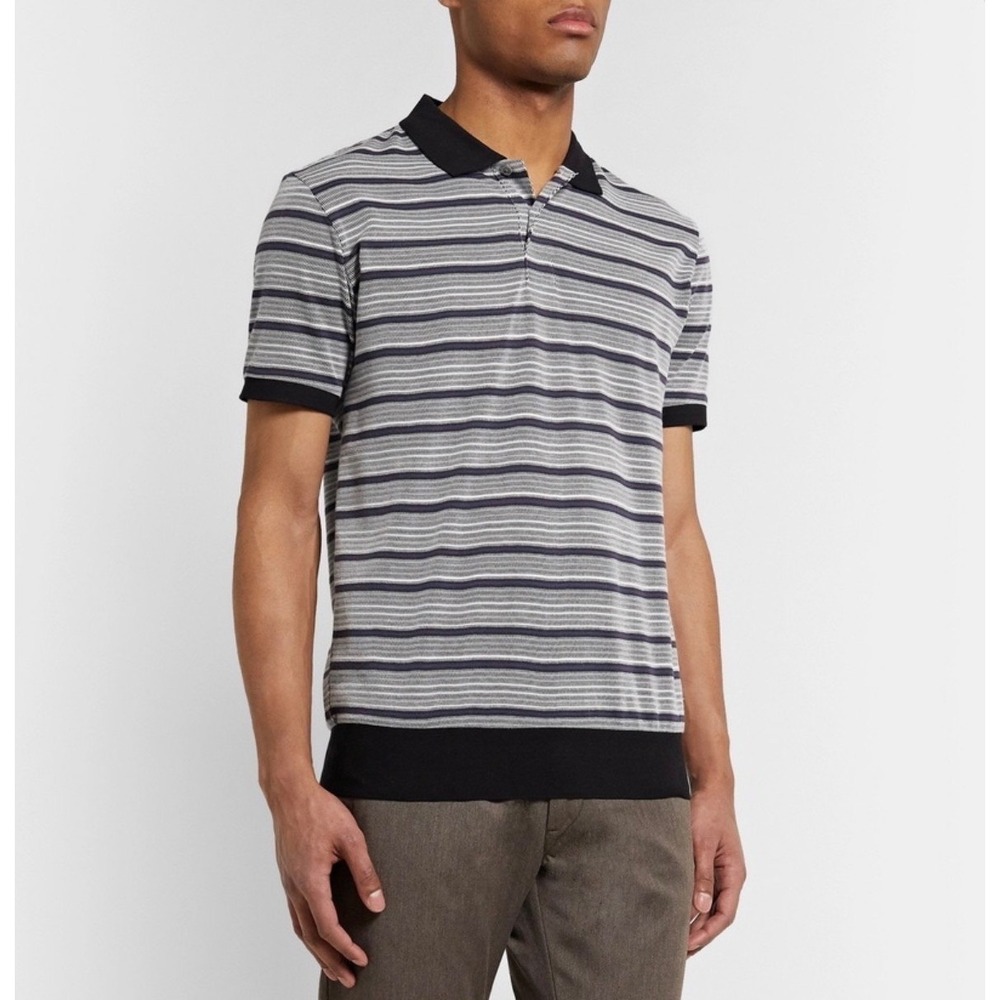 Paul Smith Black and Gray Striped Polo Shirt‎